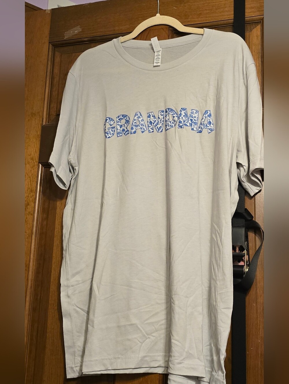 Bella Canvas Light Gray Grandma Graphic Tee with Blue Floral Print
